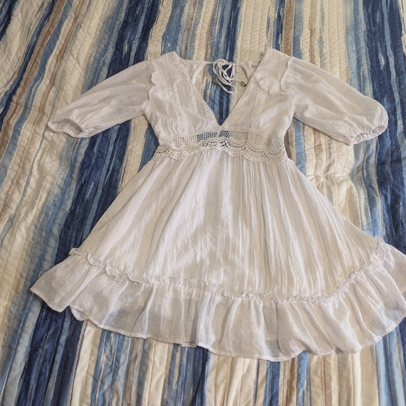 HYFVE White Ruffled Smocked Mini Dress - Picture 3 of 9